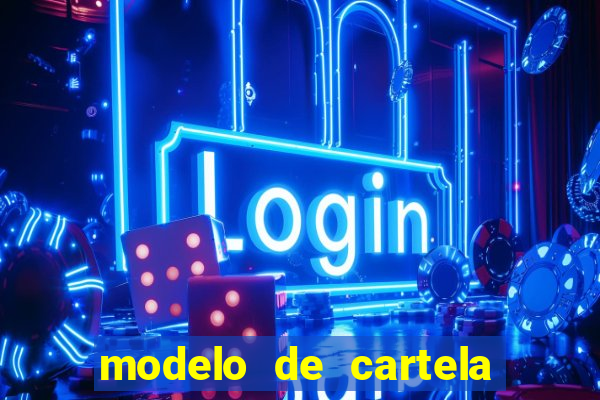 modelo de cartela para bingo