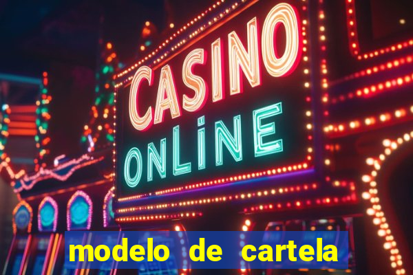 modelo de cartela para bingo