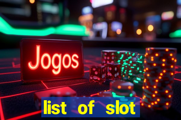 list of slot machines at winstar